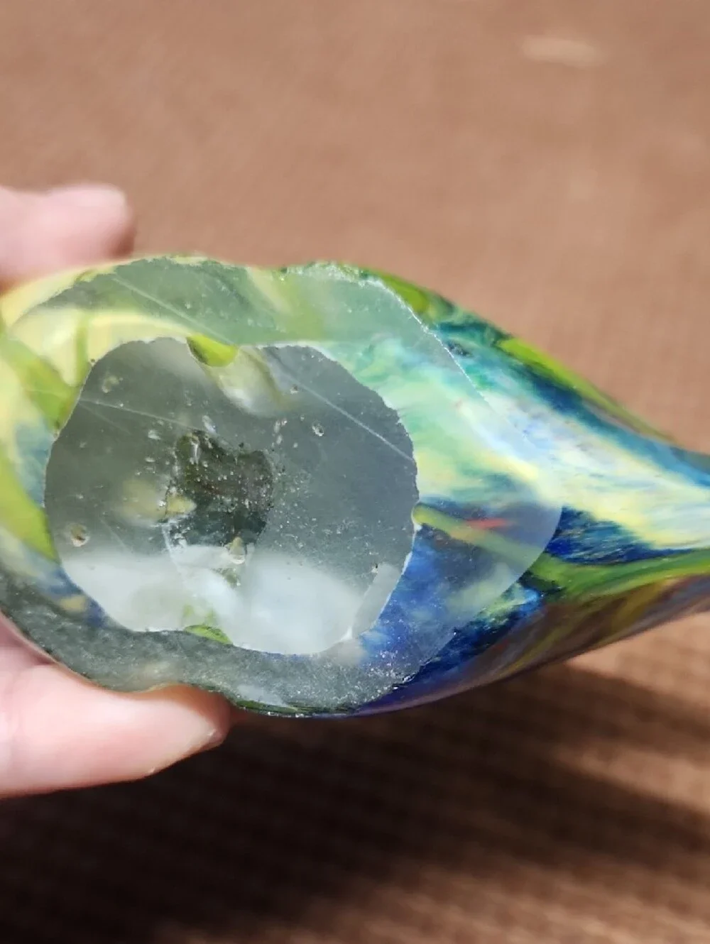 Handcrafted Glass Fish Ornament in Yellow-Green and Blue